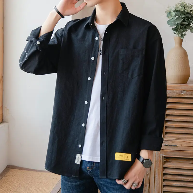 Men White Long Sleeve Button Shirt for Men