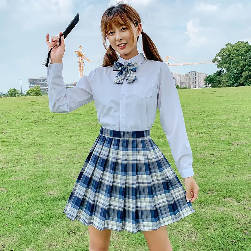 Gentle One-knife Plaid Skirt High Waist School Uniform