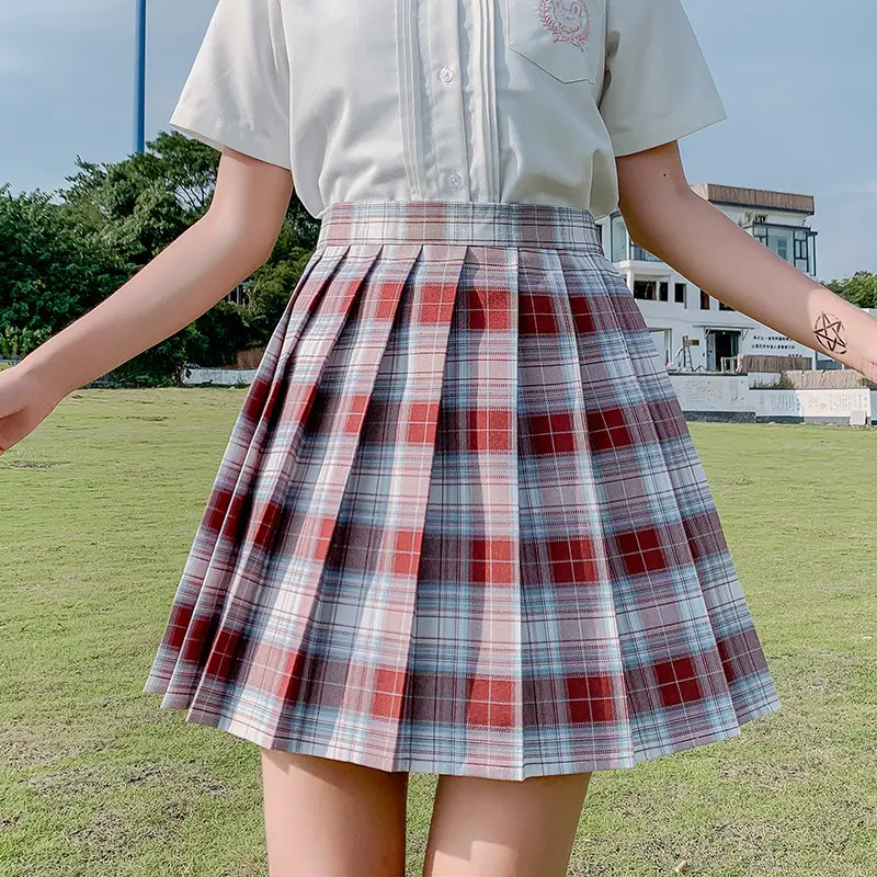 Gentle One-knife Plaid Skirt High Waist School Uniform