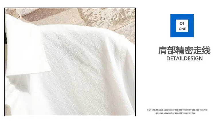 Men's Light Blue 3/4 Sleeve Shirt with Japanese Print — feature 5