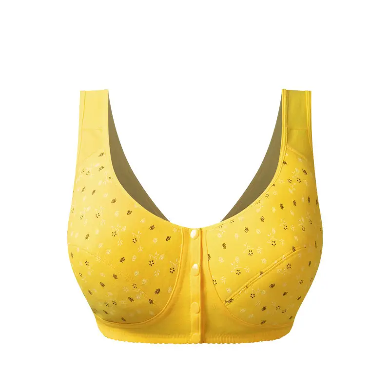 Middle-aged and Elderly All Cotton Bra Mother's Large Size Sports Underwear Women's Rimless Large Size Vest Bra Thin for the Elderly