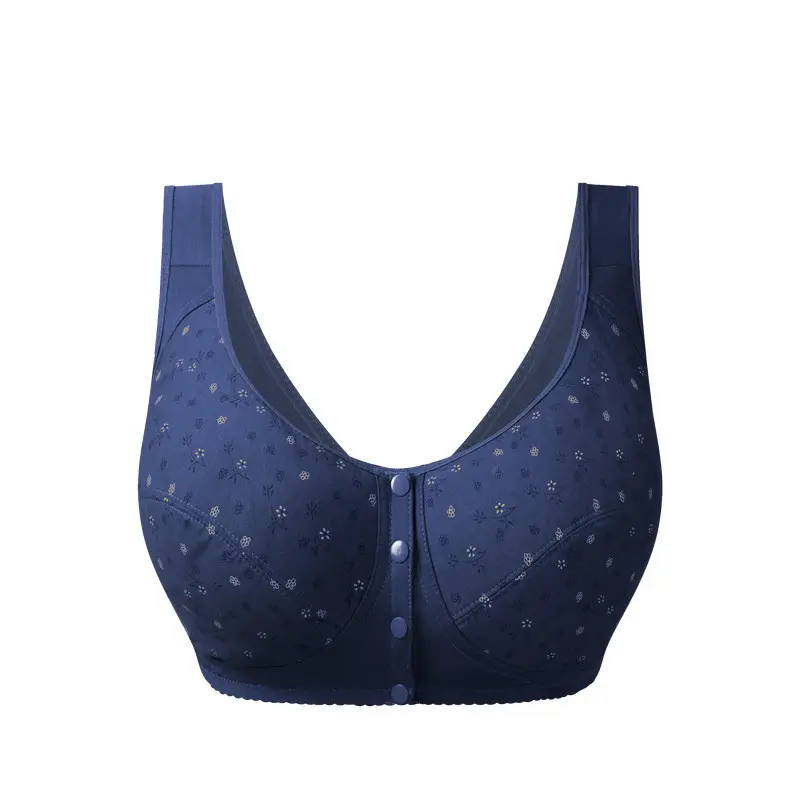 Middle-aged and Elderly All Cotton Bra Mother's Large Size Sports Underwear Women's Rimless Large Size Vest Bra Thin for the Elderly