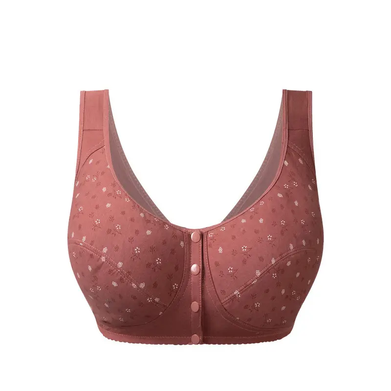 Middle-aged and Elderly All Cotton Bra Mother's Large Size Sports Underwear Women's Rimless Large Size Vest Bra Thin for the Elderly