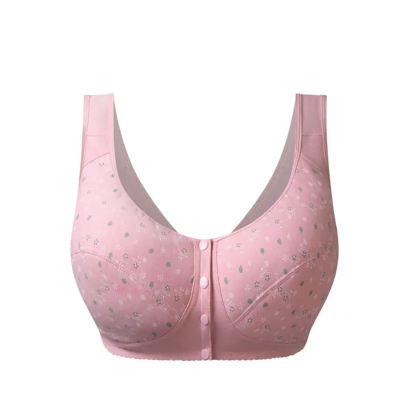Middle-aged and Elderly All Cotton Bra Mother's Large Size Sports Underwear Women's Rimless Large Size Vest Bra Thin for the Elderly