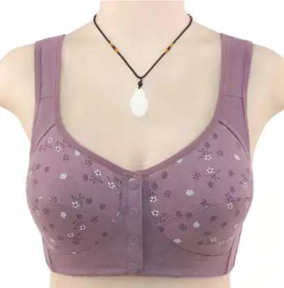 Middle-aged and Elderly All Cotton Bra Mother's Large Size Sports Underwear Women's Rimless Large Size Vest Bra Thin for the Elderly