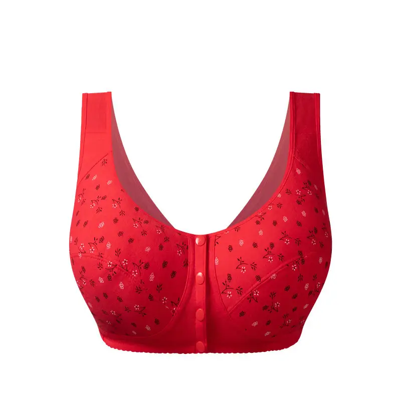 Middle-aged and Elderly All Cotton Bra Mother's Large Size Sports Underwear Women's Rimless Large Size Vest Bra Thin for the Elderly