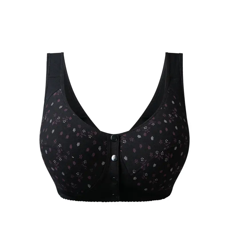 Middle-aged and Elderly All Cotton Bra Mother's Large Size Sports Underwear Women's Rimless Large Size Vest Bra Thin for the Elderly