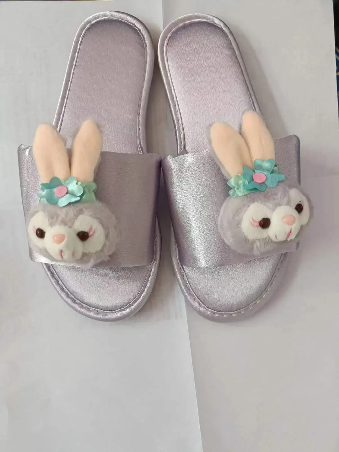 Autumn and winter New thickened plush curly velvet bow slippers star home soft bottom non-slip thermal slippers