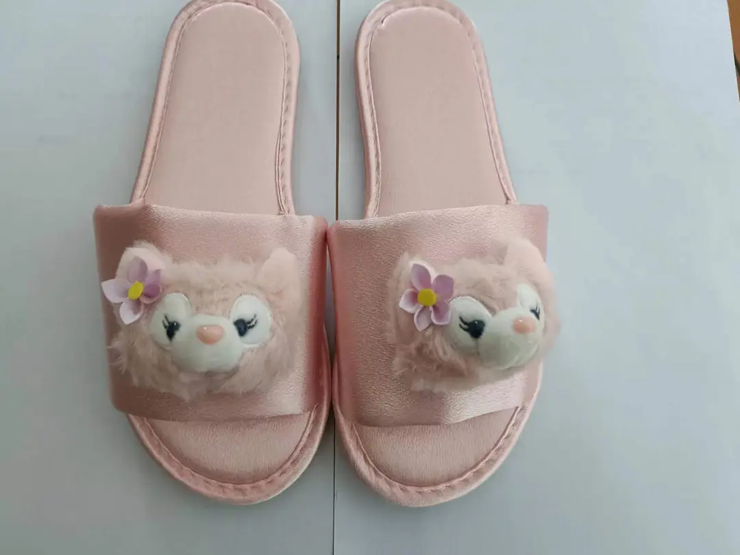 Autumn and winter New thickened plush curly velvet bow slippers star home soft bottom non-slip thermal slippers