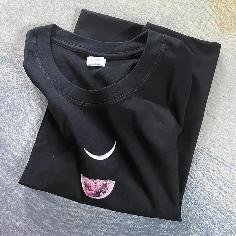 Lunar Print Loose Casual T-Shirt for Women Black — feature 6