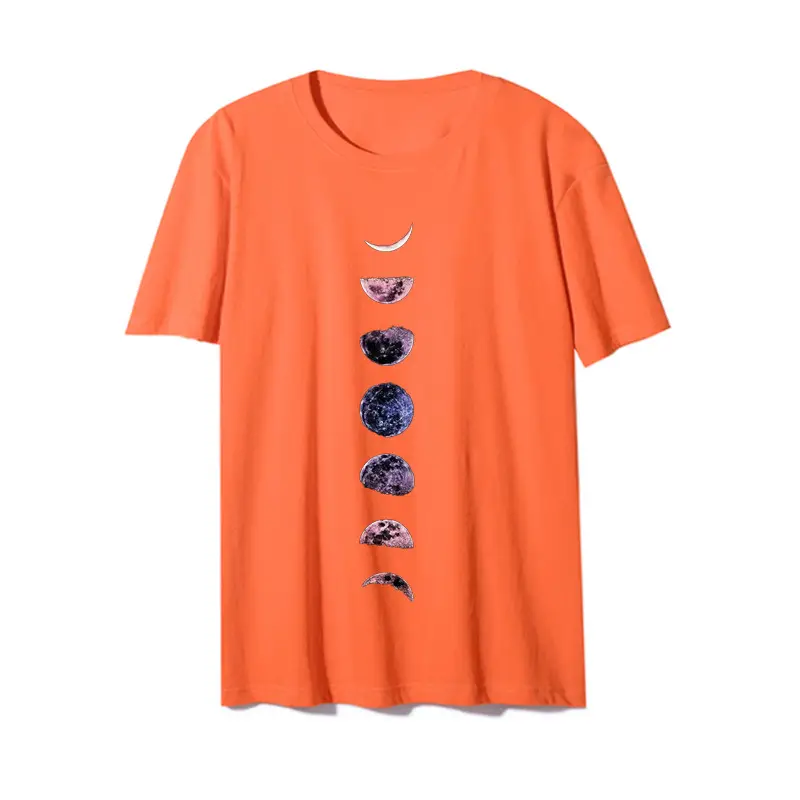 Lunar Print Loose Casual T-Shirt for Women Black - Image 10