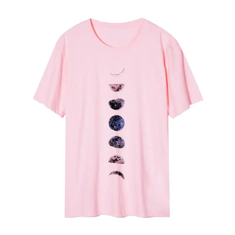 Lunar Print Loose Casual T-Shirt for Women Black - Image 6