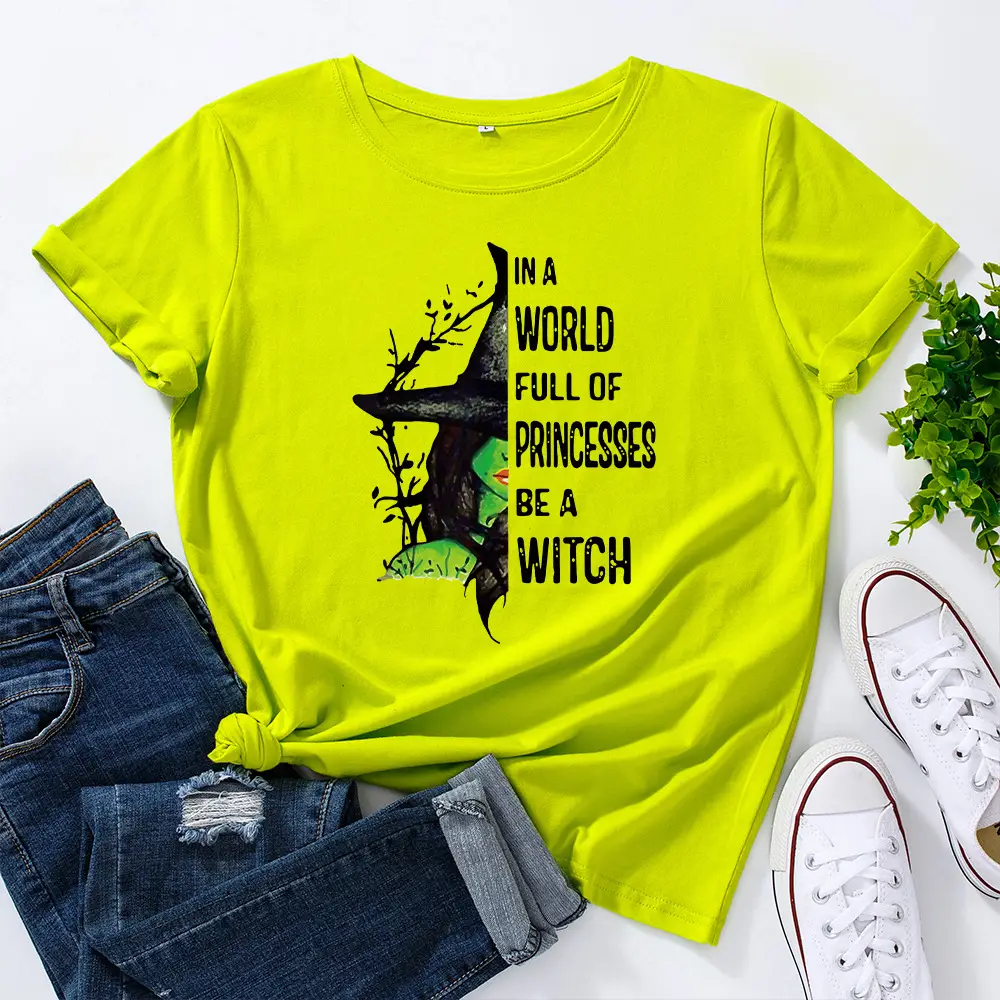 Women Cotton T-Shirt Green Witch Princess Design - Image 13