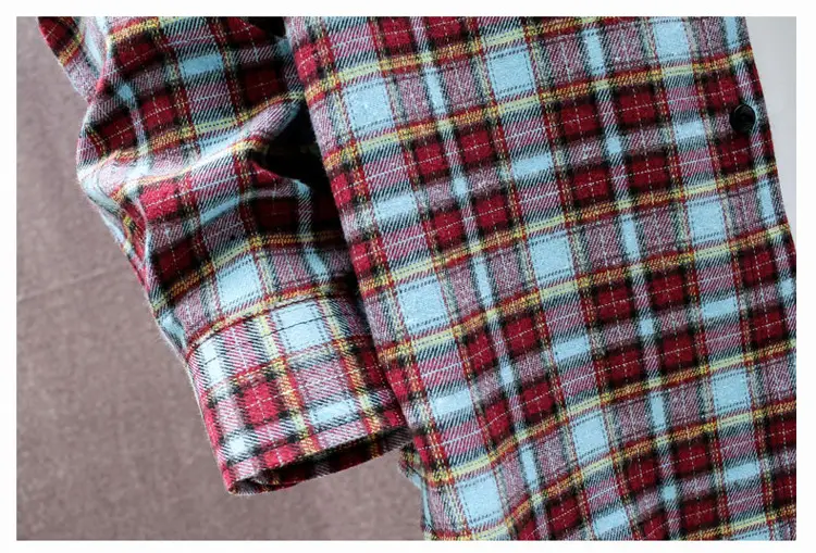 Men Plaid Long Sleeve Shirt Korean Style Loose Casual — feature 18