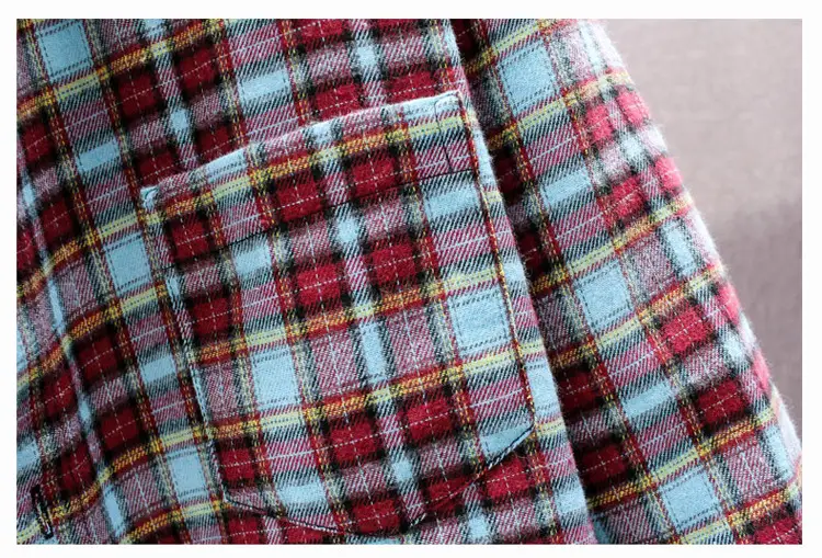 Men Plaid Long Sleeve Shirt Korean Style Loose Casual — feature 19