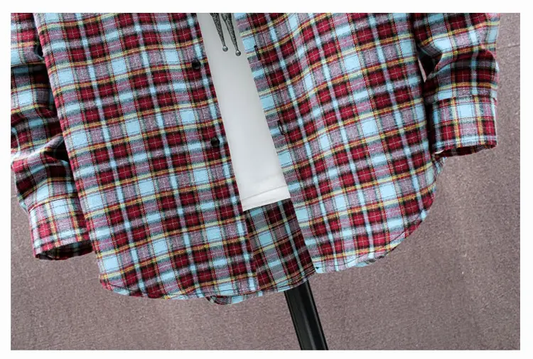 Men Plaid Long Sleeve Shirt Korean Style Loose Casual — feature 21