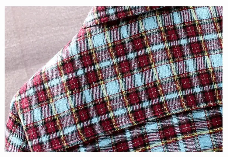Men Plaid Long Sleeve Shirt Korean Style Loose Casual — feature 22
