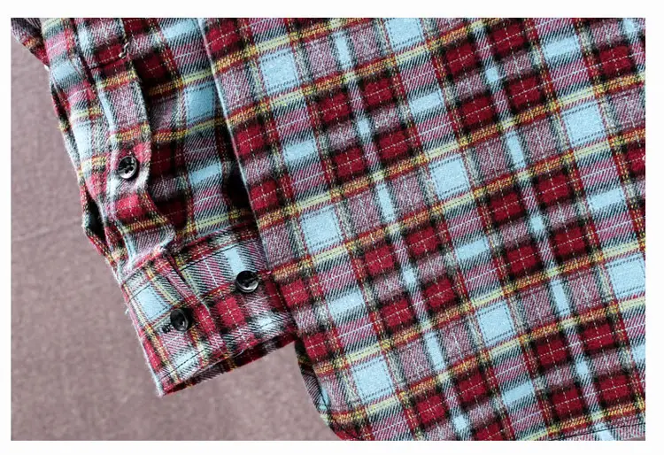 Men Plaid Long Sleeve Shirt Korean Style Loose Casual — feature 23