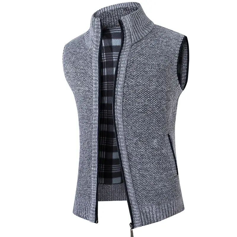 Men's Black Knit Vest with Loose Collar - Image 3