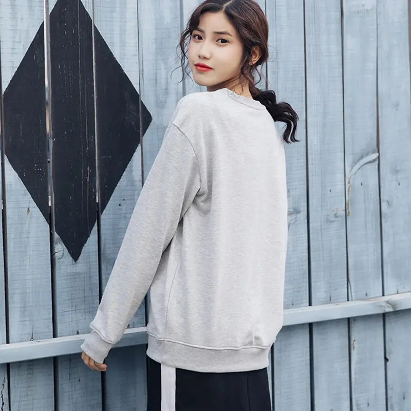 Blue Women's Loose Sleeve Sweatshirt Round Neck - Image 13