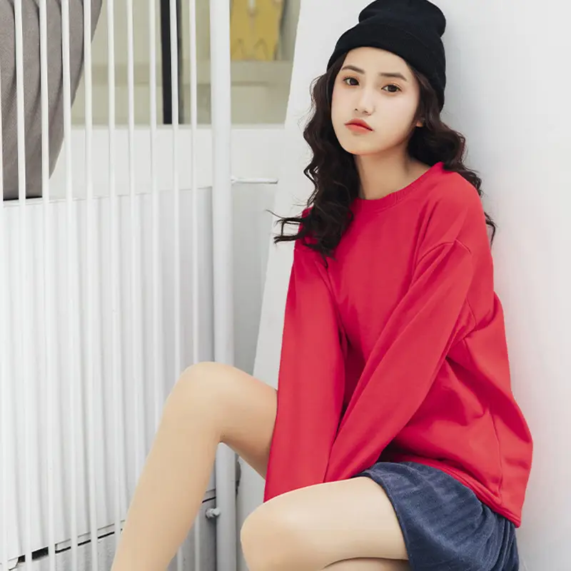 Blue Women's Loose Sleeve Sweatshirt Round Neck - Image 14