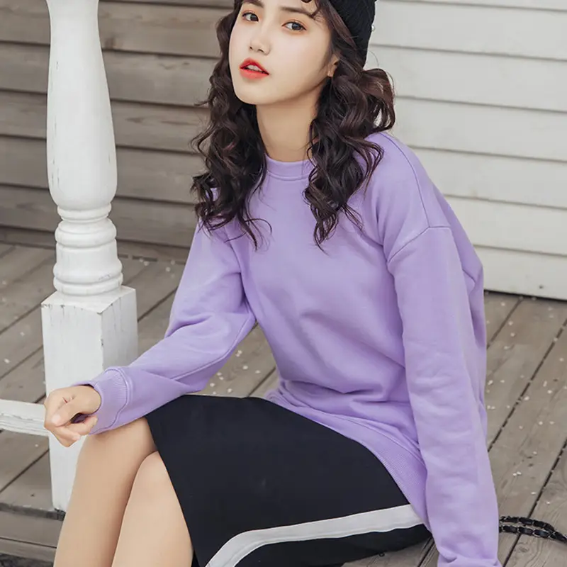 Blue Women's Loose Sleeve Sweatshirt Round Neck - Image 15