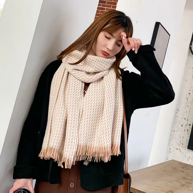 Women's Winter Plaid Tassel Scarf Warm European American Imitation Cashmere