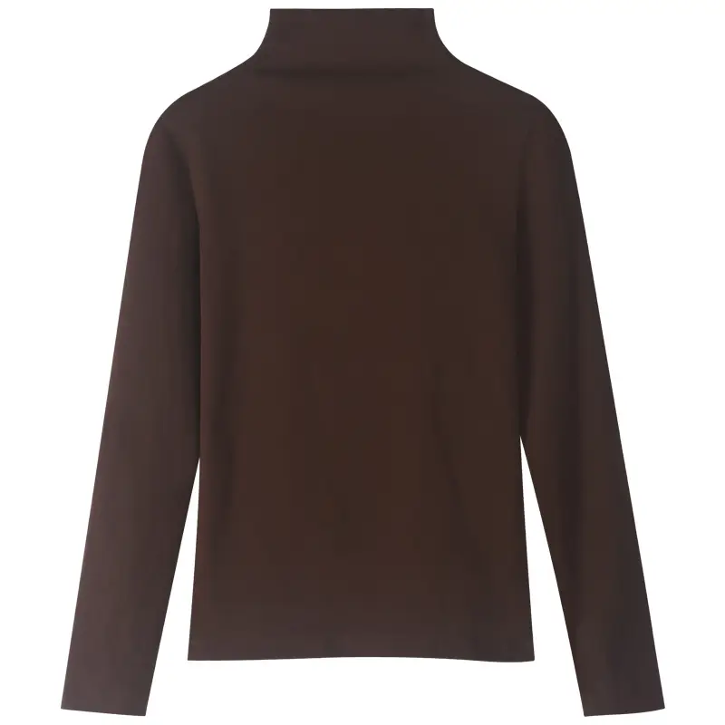Women's Maroon Half-Tight Collar Long Sleeve T-Shirt - Image 6