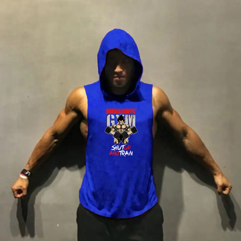 European American Hot Summer Gym Men Hooded Sleeveless Sweatshirt - Image 5