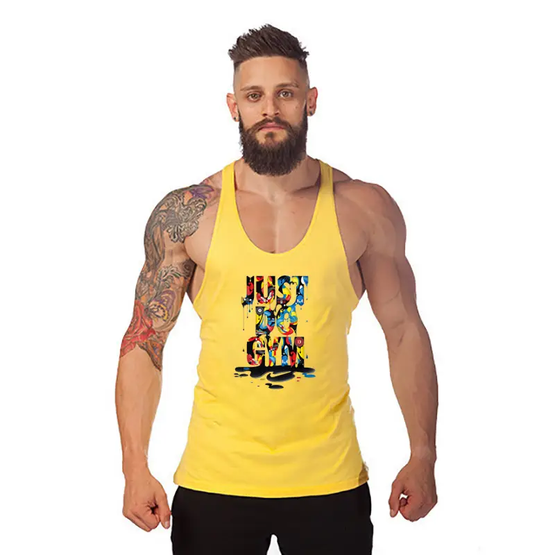 Men's Gray Muscle Graphic Vest Summer Training Wear - Image 2