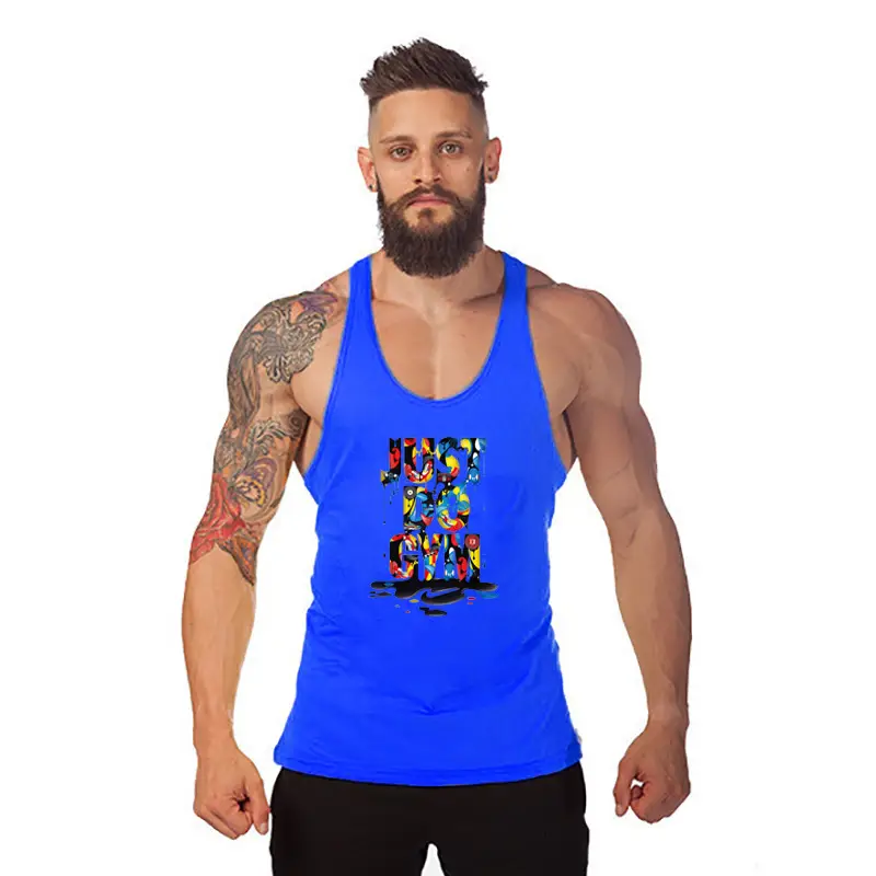 Men's Gray Muscle Graphic Vest Summer Training Wear - Image 6