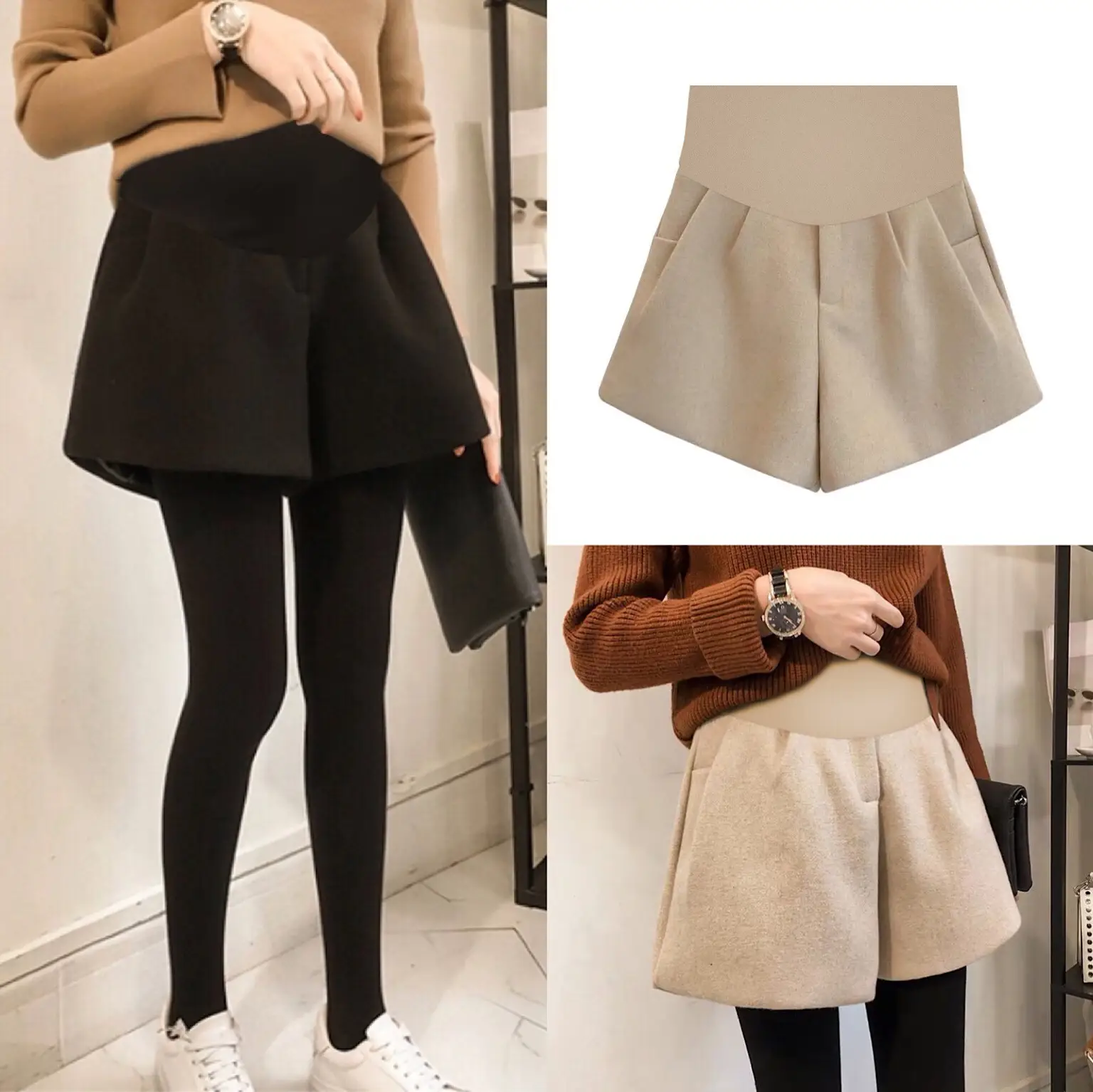 2025 Woolen Maternity Shorts with Wide Leg Design — feature 2
