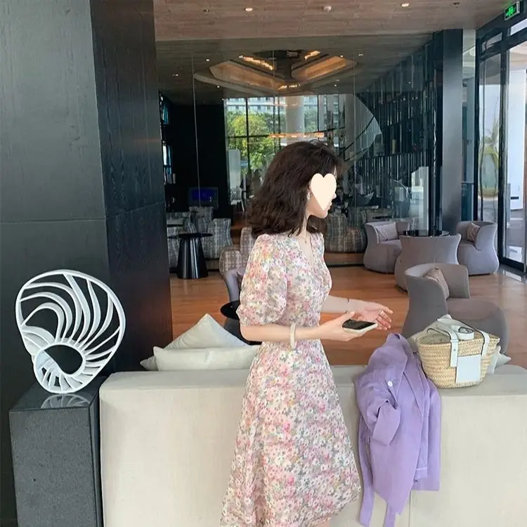 2025 Summer Floral Chiffon V-Neck Dress for Girls - Image 9