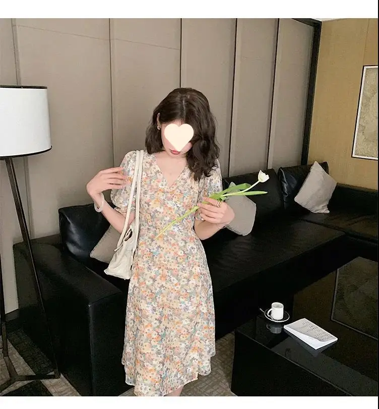 2025 Summer Floral Chiffon V-Neck Dress for Girls — feature 3