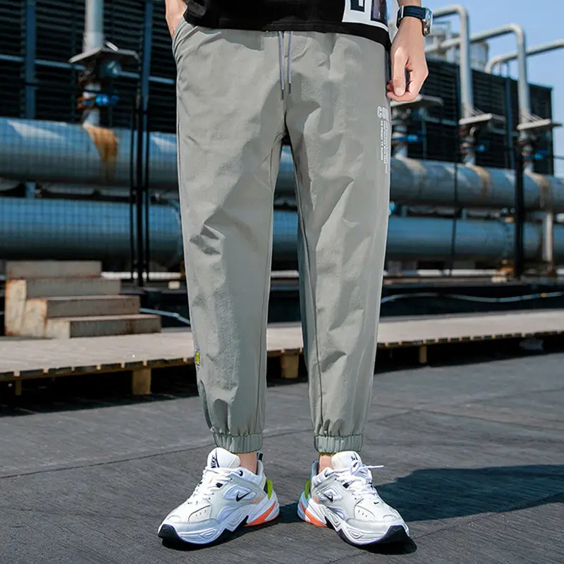2025 Men Grey Printed Casual Pants Loose Sports Wear - Image 4