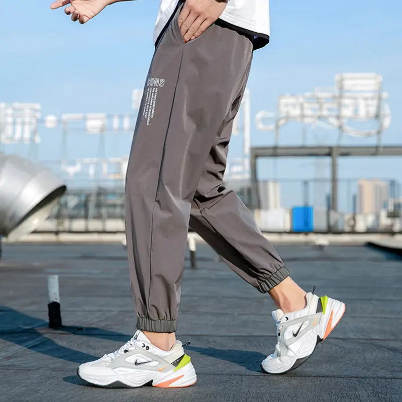 2025 Men Grey Printed Casual Pants Loose Sports Wear - Image 7