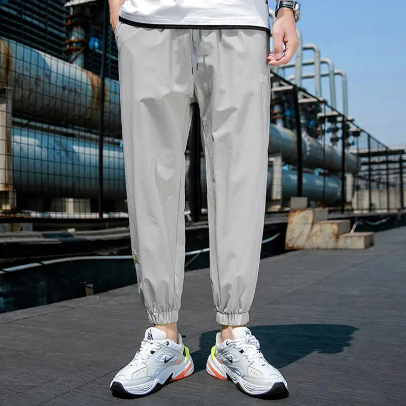 2025 Men Grey Printed Casual Pants Loose Sports Wear - Image 2