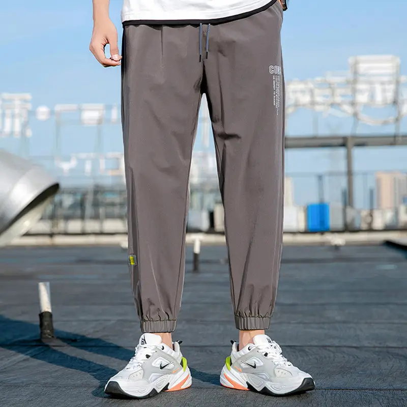 2025 Men Grey Printed Casual Pants Loose Sports Wear - Image 3