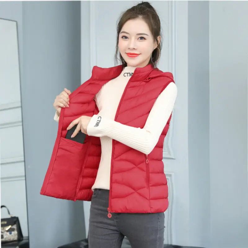 Women's Pink Down Cotton Vest Slim Fit All Match - Image 8