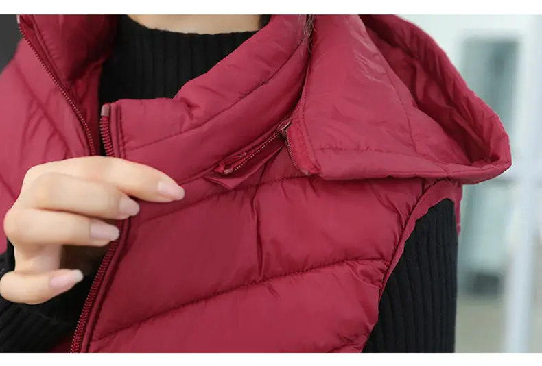 Women's Pink Down Cotton Vest Slim Fit All Match — feature 26