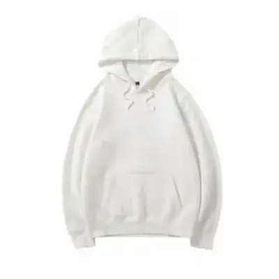 Men's White Fleece Lined Hoodie Large - Image 2