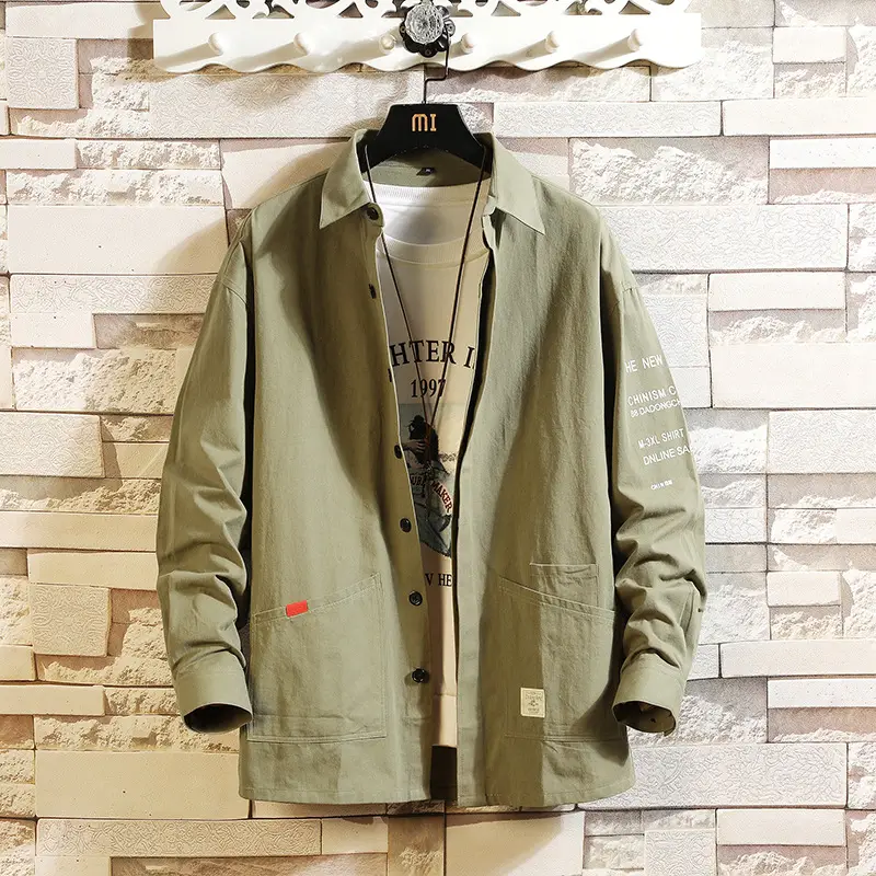 Korean Printed Long Sleeve Shirt Jacket for Men - Image 5