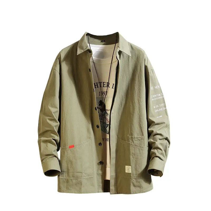 Korean Printed Long Sleeve Shirt Jacket for Men - Image 8