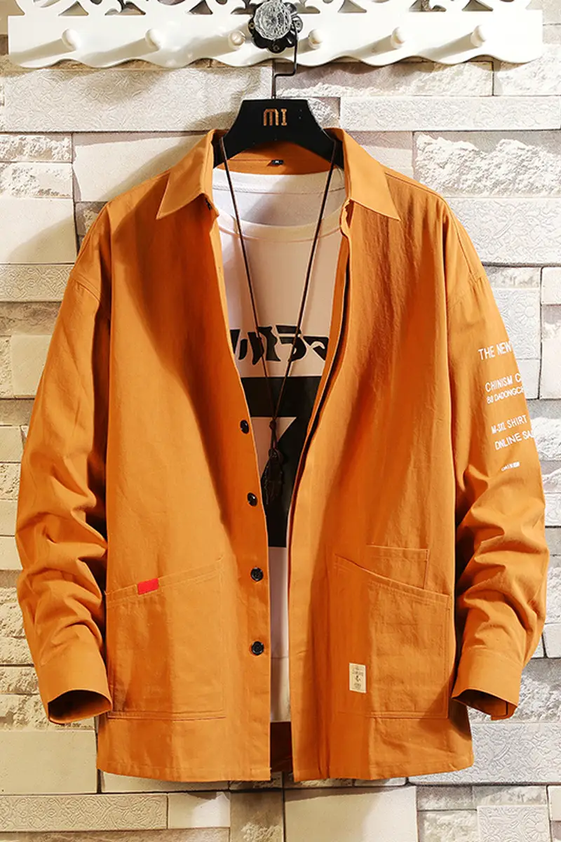 Korean Printed Long Sleeve Shirt Jacket for Men - Image 9