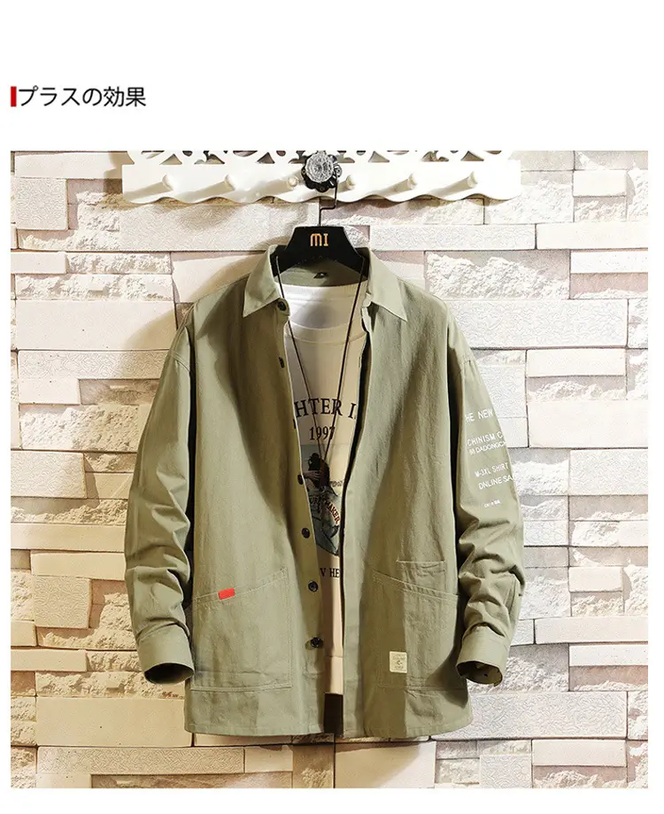 Korean Printed Long Sleeve Shirt Jacket for Men — feature 7