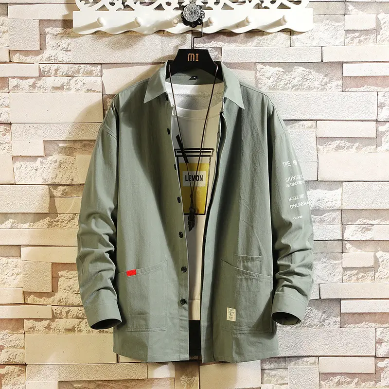 Korean Printed Long Sleeve Shirt Jacket for Men - Image 3