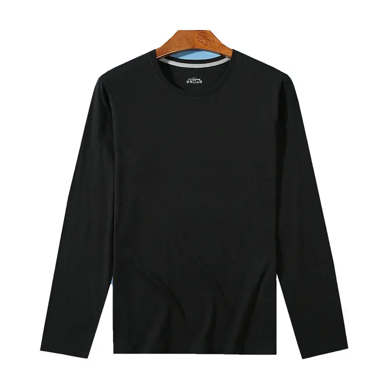 Men Navy Cotton Long Sleeve T-Shirt Round Neck - Image 5