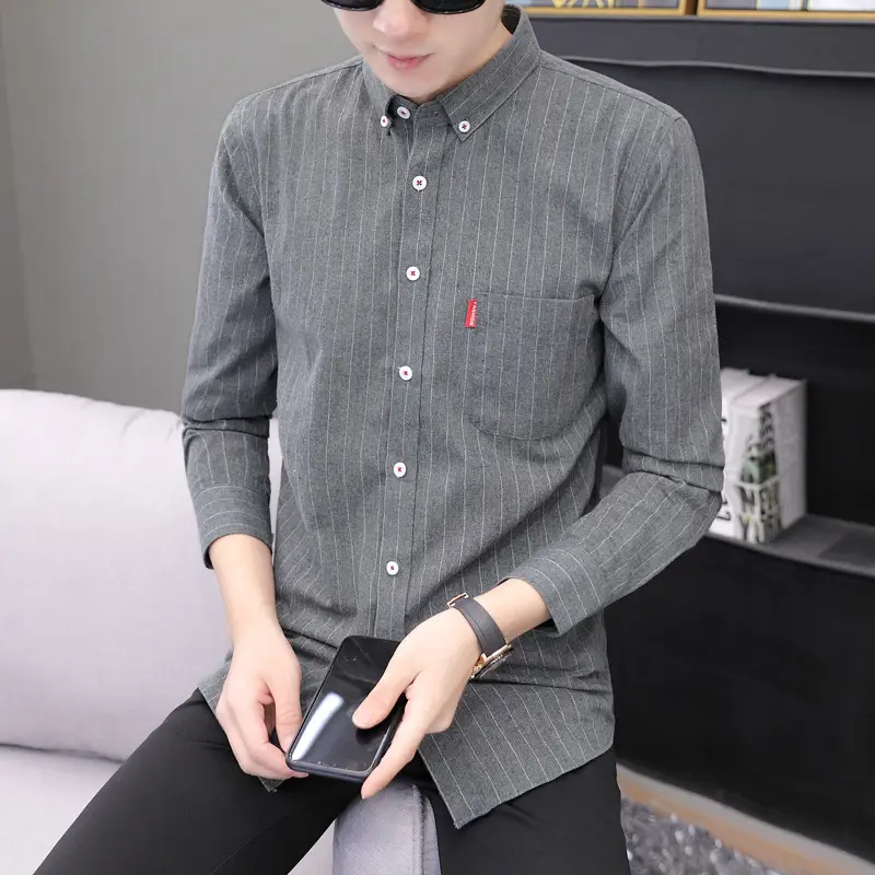 Men's Long Sleeve Striped Shirt M to 4XL