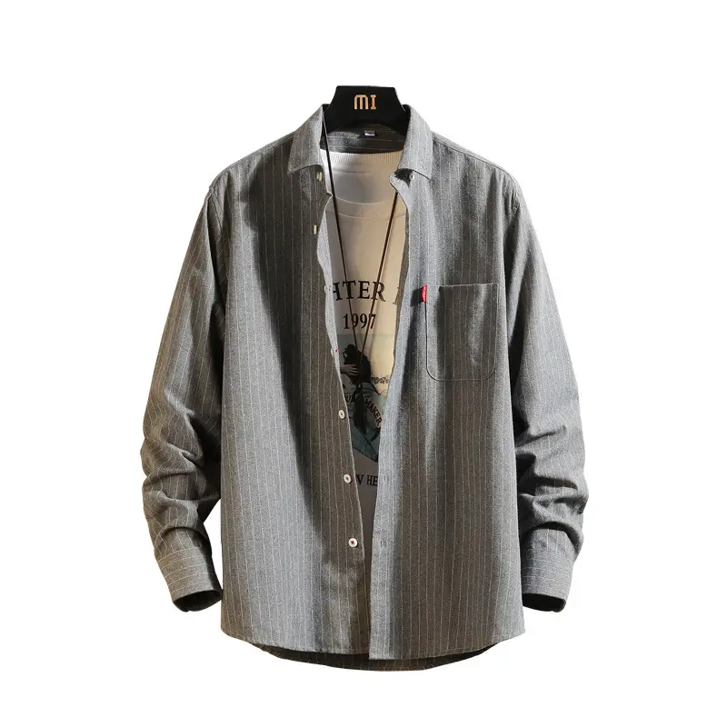 Men's Long Sleeve Striped Shirt M to 4XL