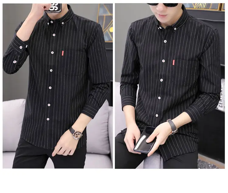 Men's Long Sleeve Striped Shirt M to 4XL — feature 10